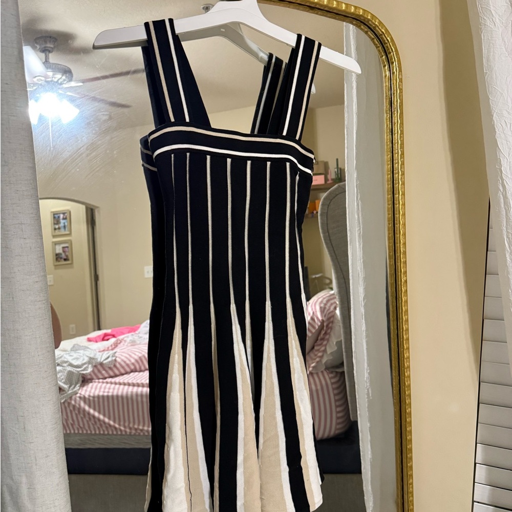 Ramy Brook Black and White Striped Mini Dress